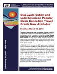 Diaz-Ayala Cuban and Latin American Popular Music Collection Travel Grants Now Available by Cuban Research Institute, Florida International University