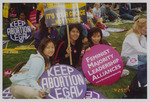 Sze Lee, Vanessa Reyes, and Noriko Takano before the march by Women's Studies Center, Florida International University