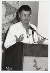 Mary Daly delivering the keynote address at the 1989 Women's Studies Colloquium by Women's Studies Center, Florida International University