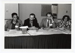 Jerma Jackson, Daniel A. Cohen, Joseph Patrouch, and Felice Lifshitz at the 1993 Women's History Month Conference by Women's Studies Center, Florida International University